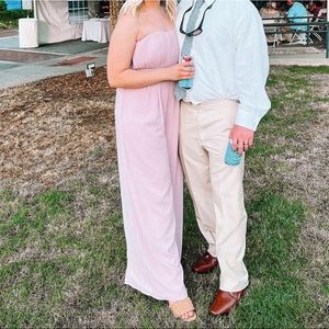 Elegant Attitude Dusty Lavender Strapless Wide-Leg Jumpsuit